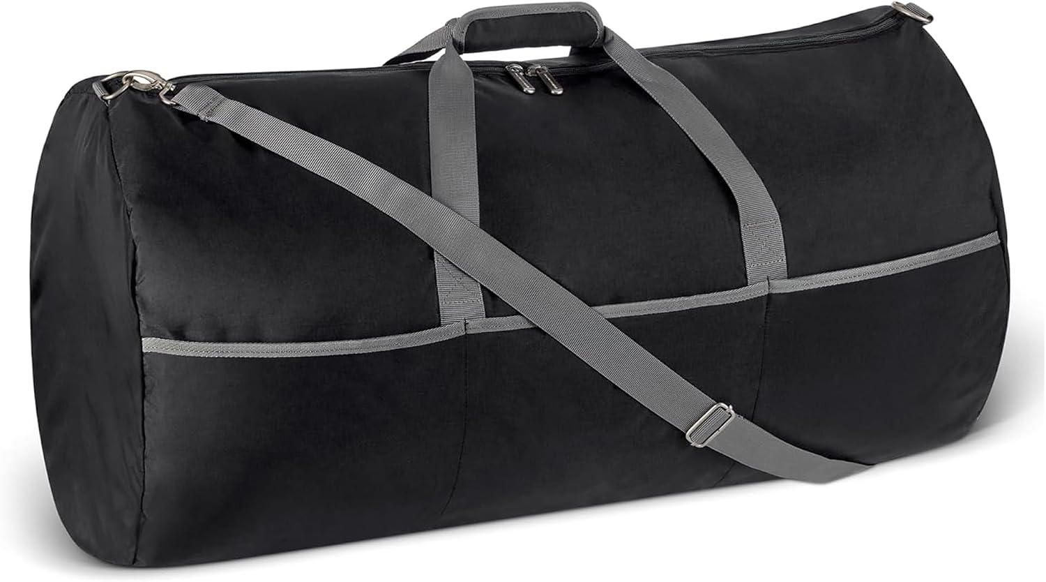 150L Extra Large Foldable Nylon Duffel Bag with Zippered Pockets, 32.4 Inch, Black