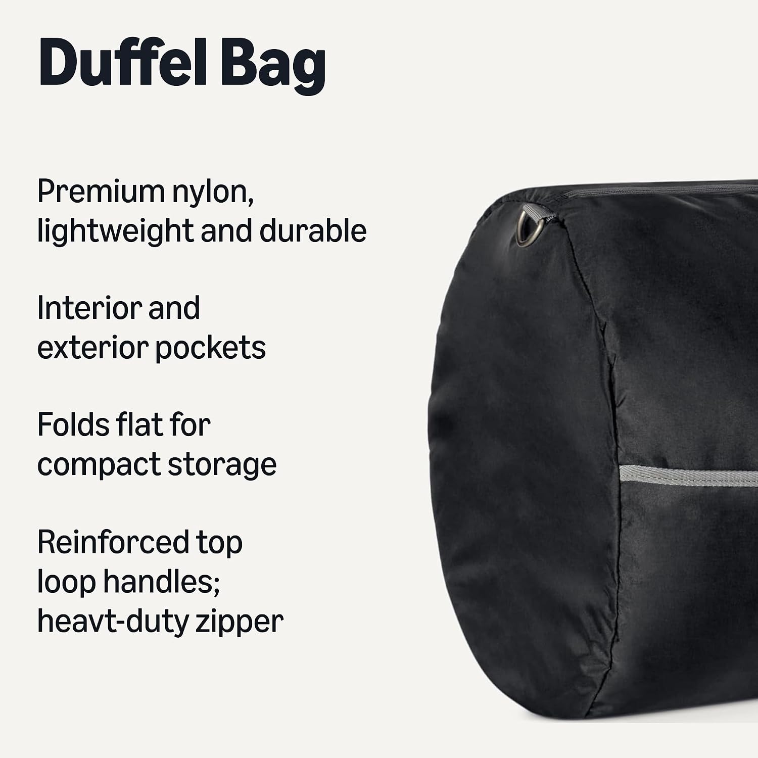 150L Extra Large Foldable Nylon Duffel Bag with Zippered Pockets, 32.4 Inch, Black