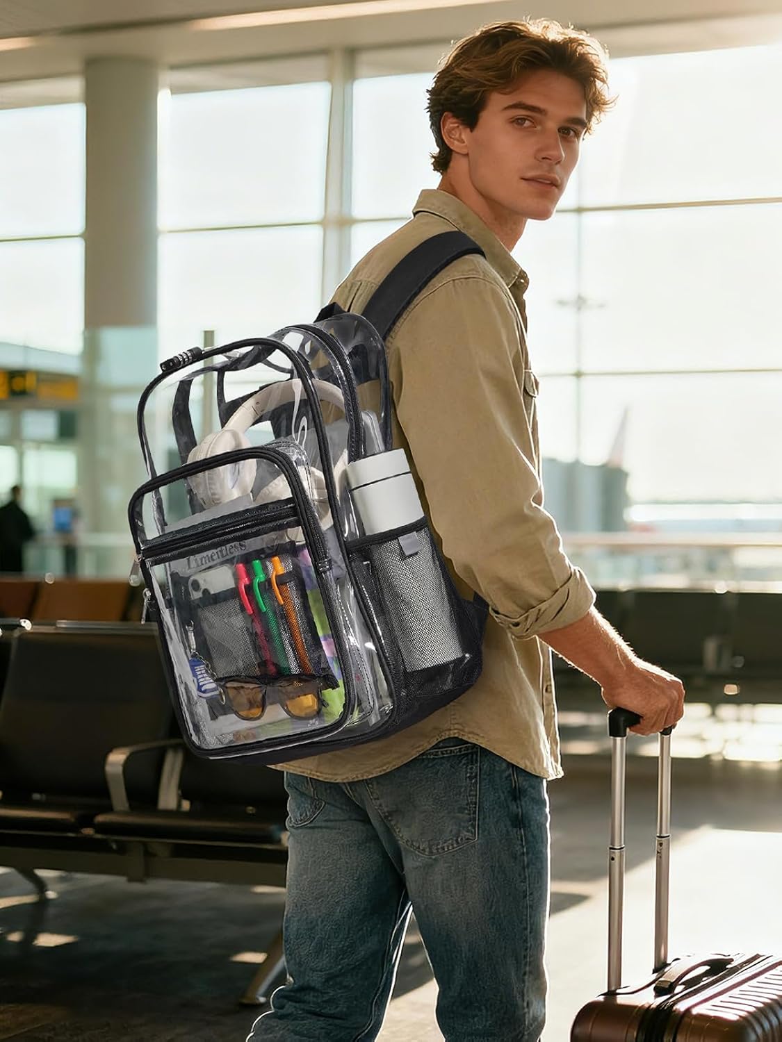 18 Inch Clear PVC Backpack with TSA Lock