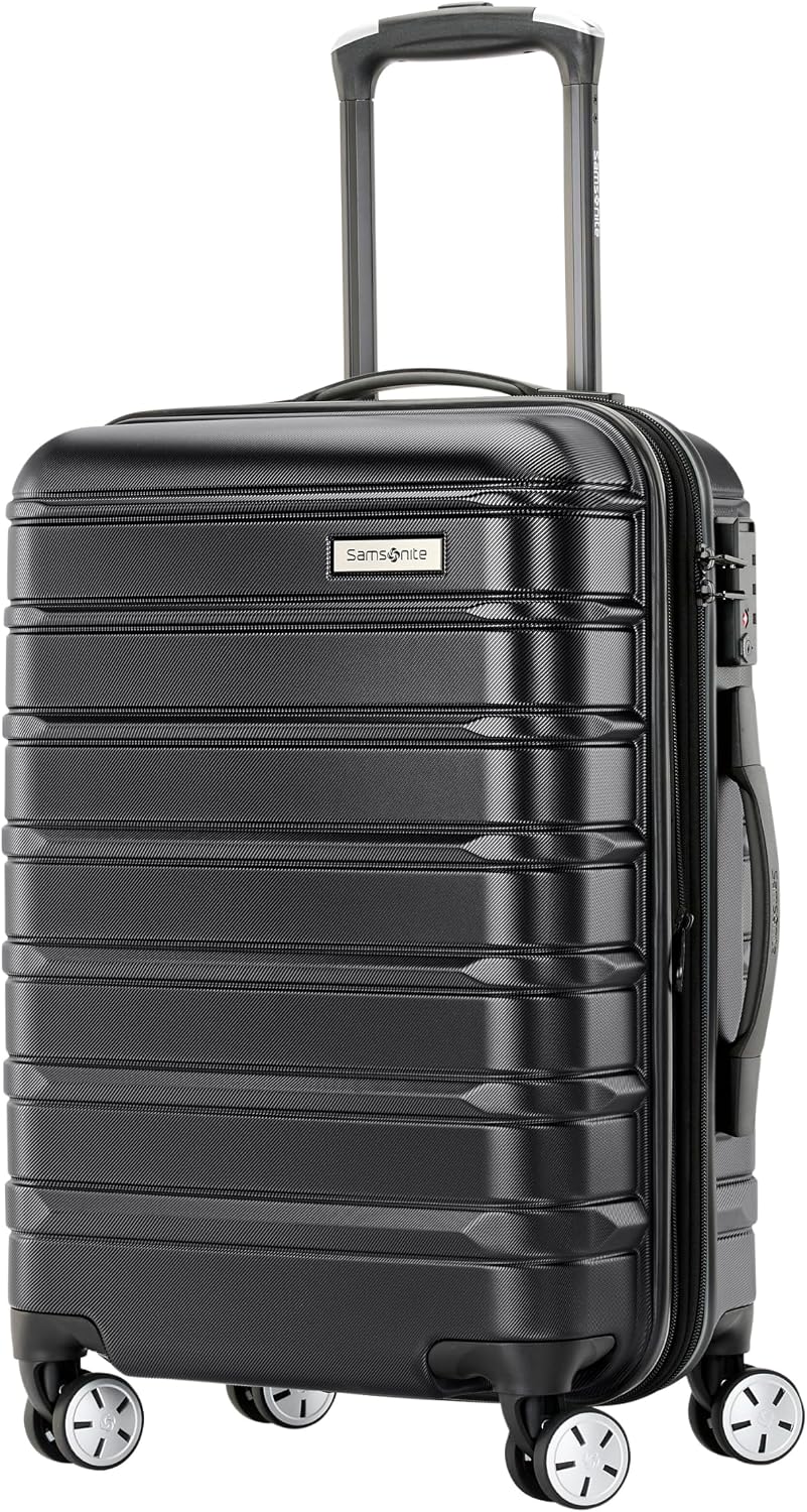 22x14x9 Carry On Suitcase with Expandable Polycarbonate Shell and TSA Lock, Midnight Black