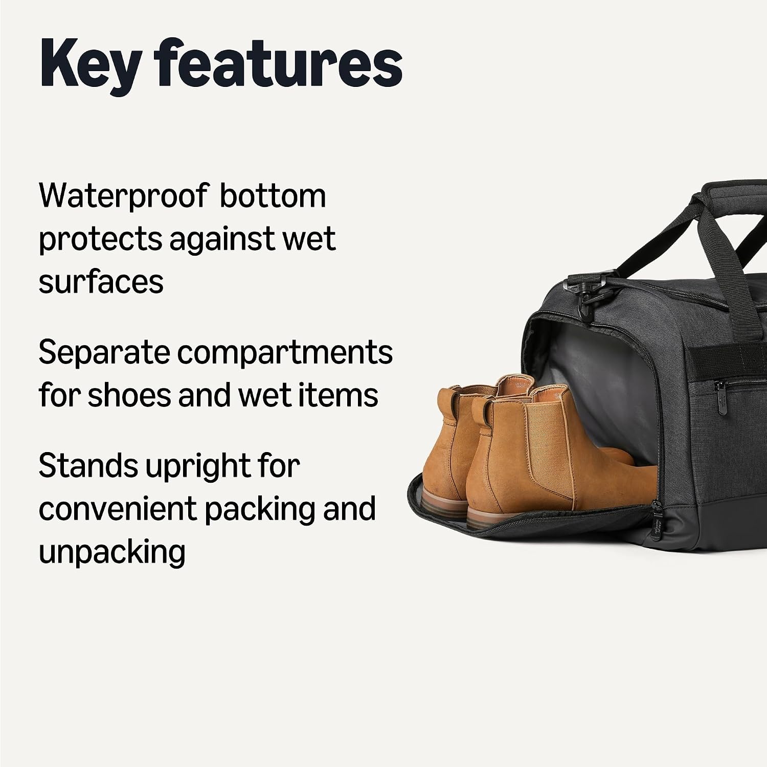 25 Inch Lightweight Travel Duffel Bag with Wet Pocket and Shoe Compartment, Black