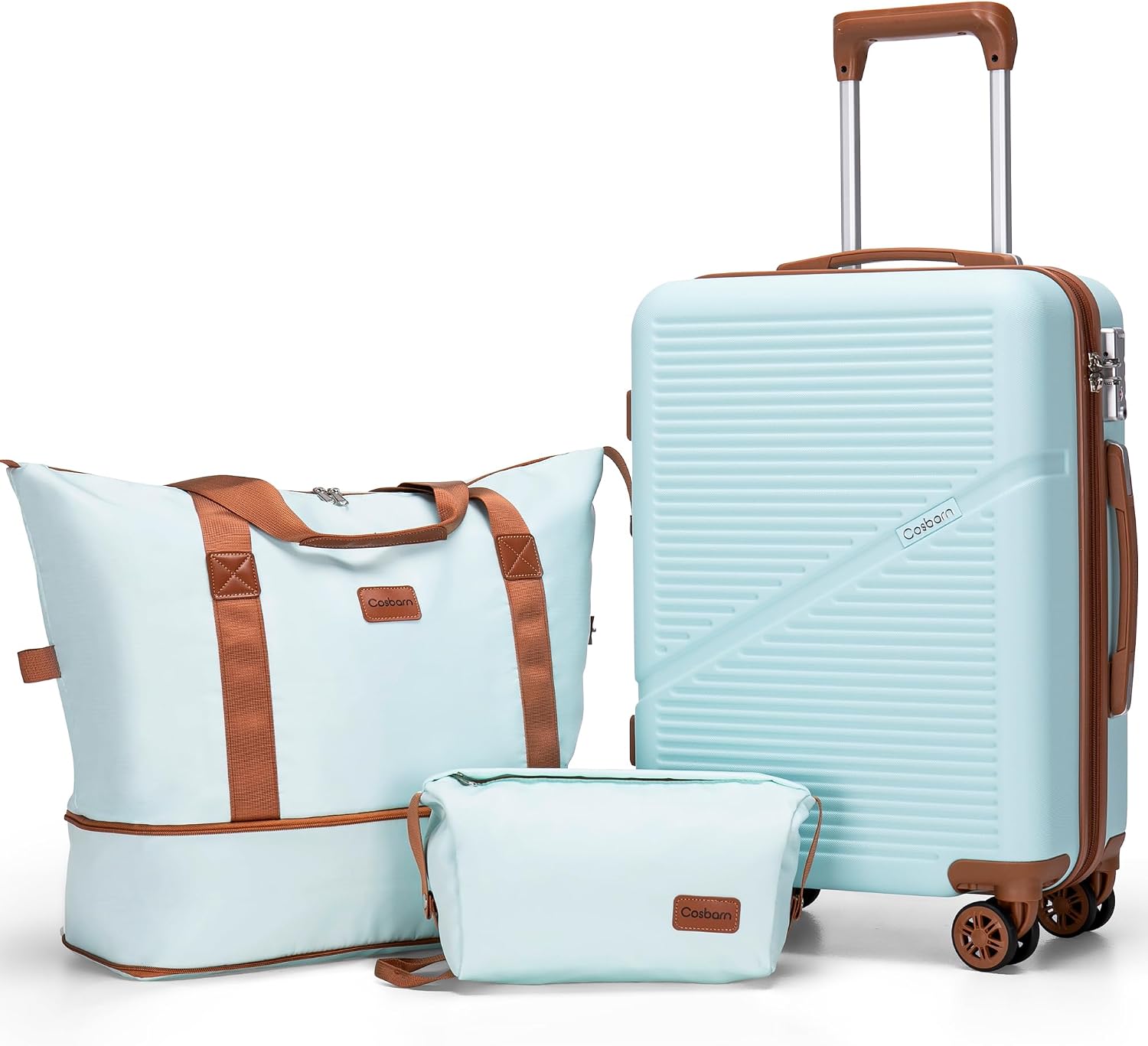 3 Piece Carry On Luggage Set, 20 Inch, 22x14x9, with TSA Lock and Matching Duffle