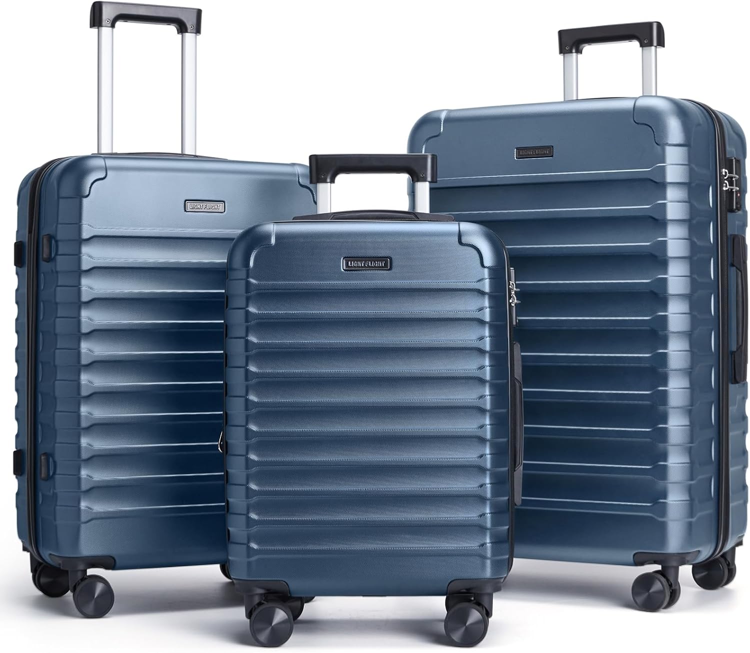 3 Piece Hard Shell Luggage Set with Spinner Wheels, 20, 24 and 28 Inch, Royal Blue