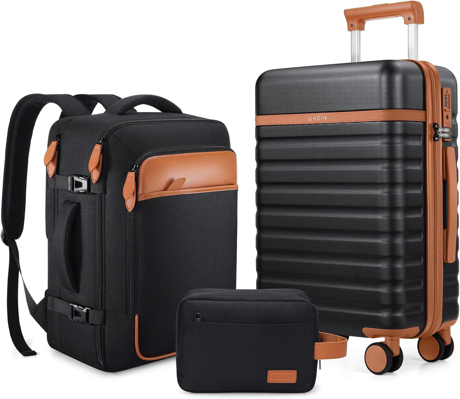 3 Piece Luggage Set with 20 Inch Carry On and Backpack, TSA Lock, 22x14x9
