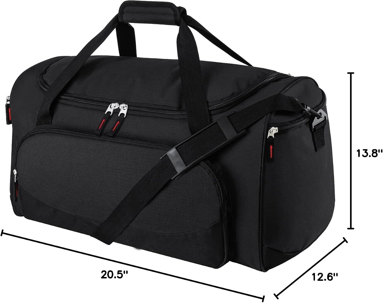 50L Gym and Travel Duffle Bag with Multiple Pockets, Black