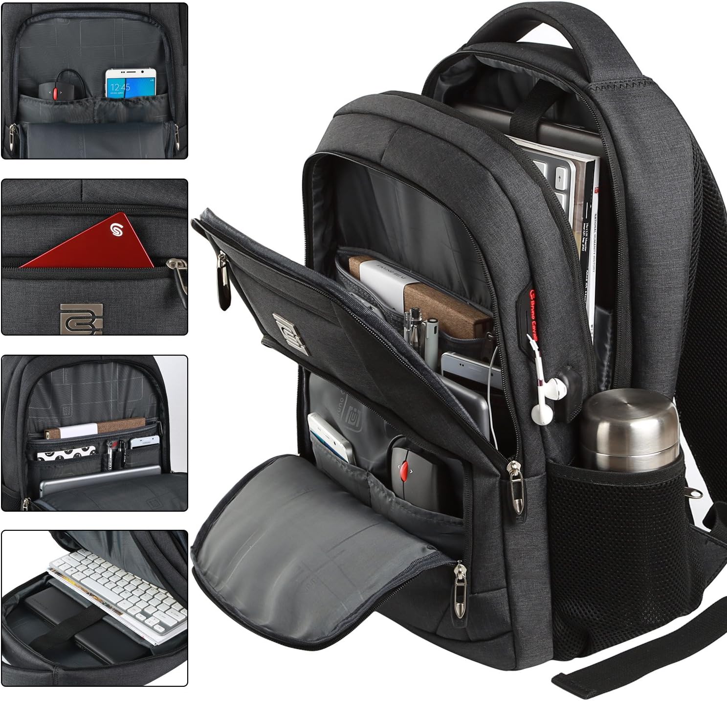 Anti Theft Laptop Backpack for 15.6 Inch Laptops, Water Resistant, Black