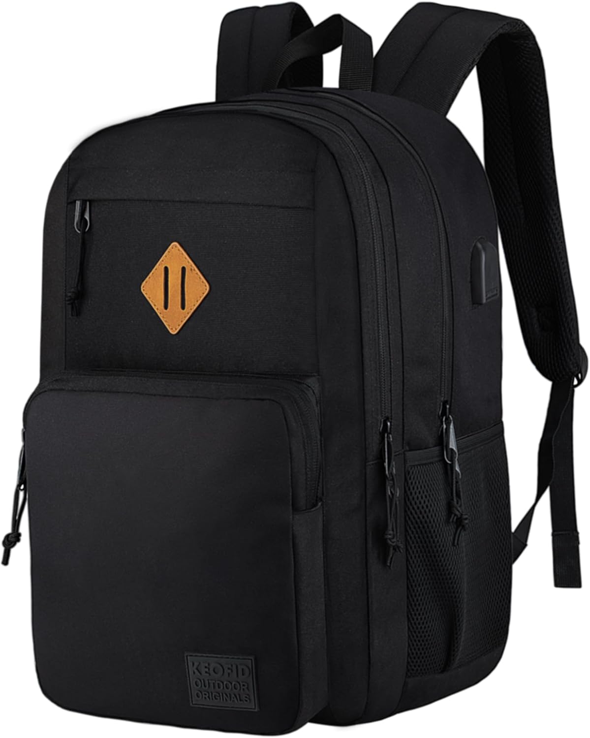 Anti Theft Travel Backpack with USB Charging Port and Luggage Strap, Black