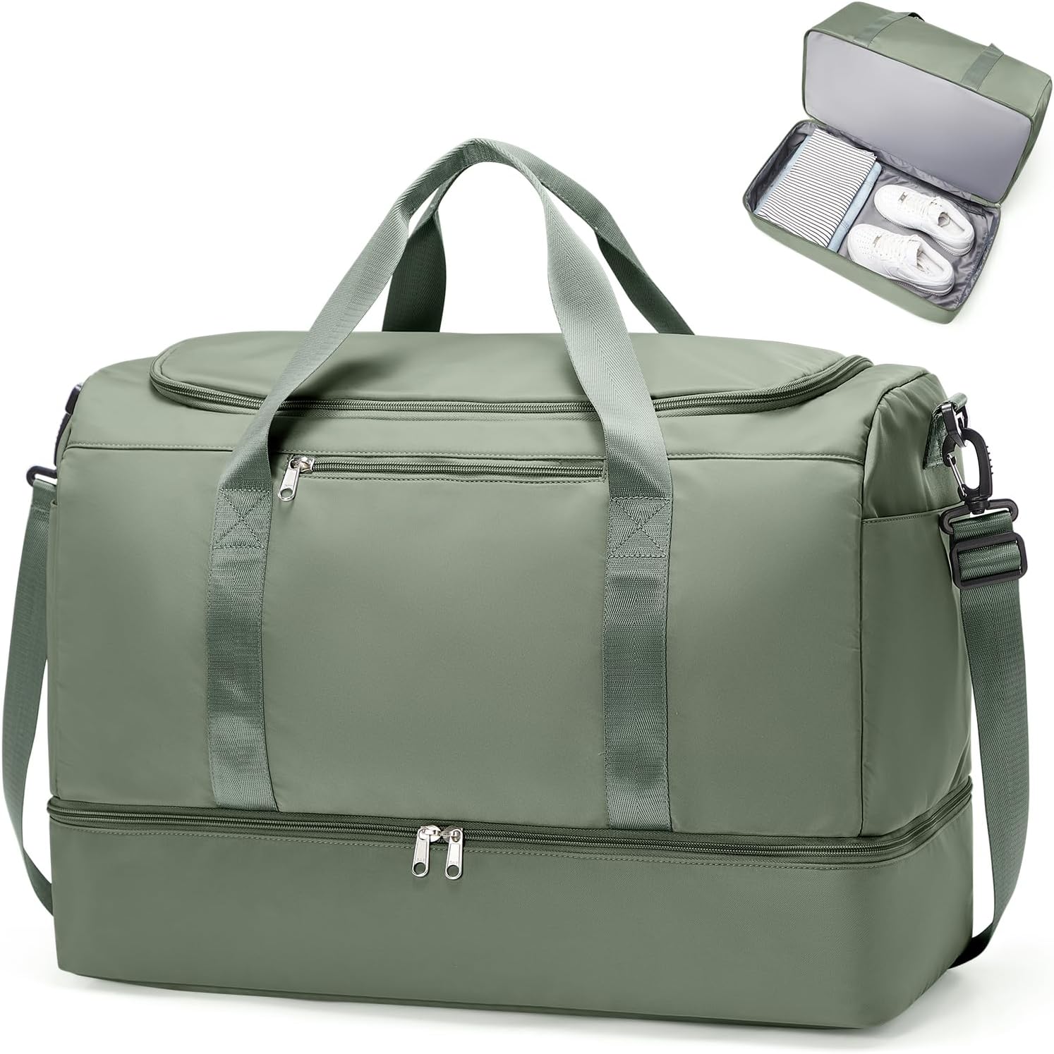 Extra Large Travel Duffle Bag with Shoe Compartment for Weekend Trips