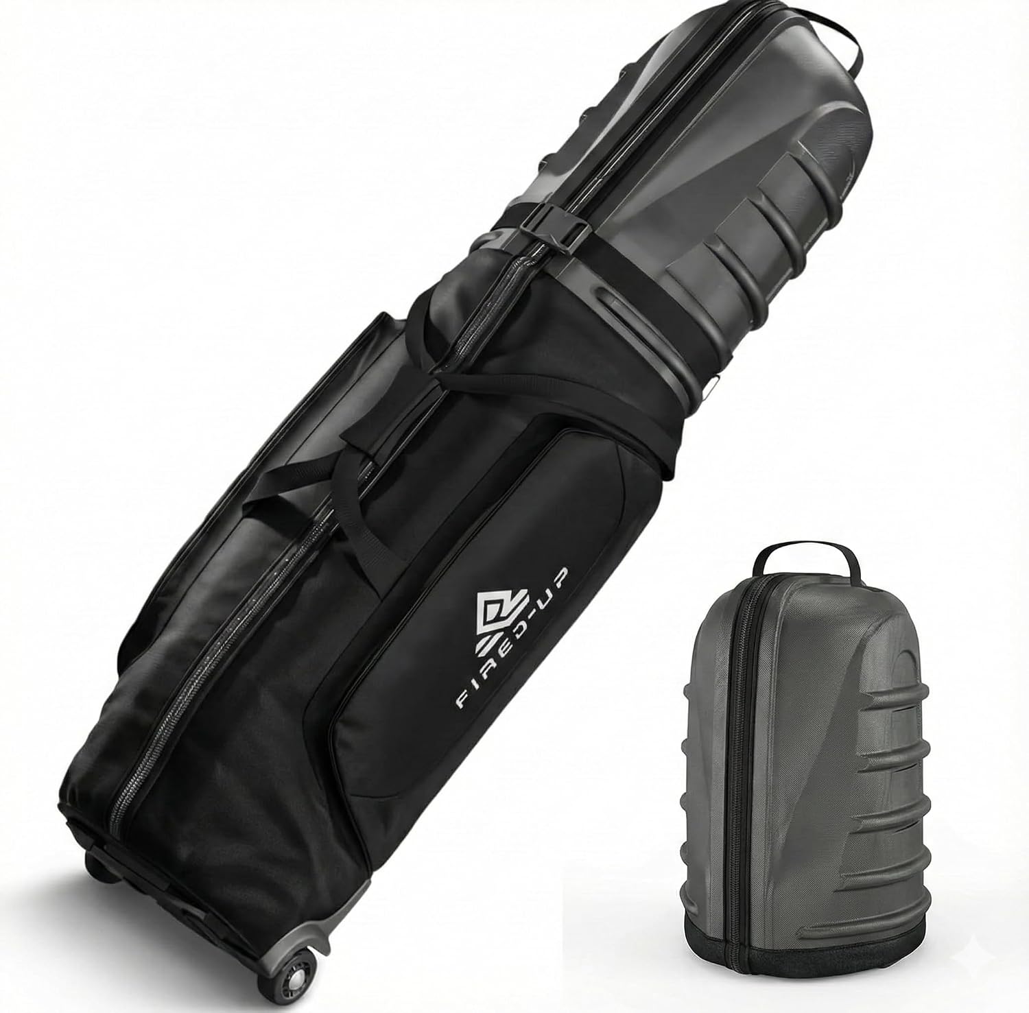 Hard Case Golf Travel Bag with Wheels and Internal Strap, 1680D