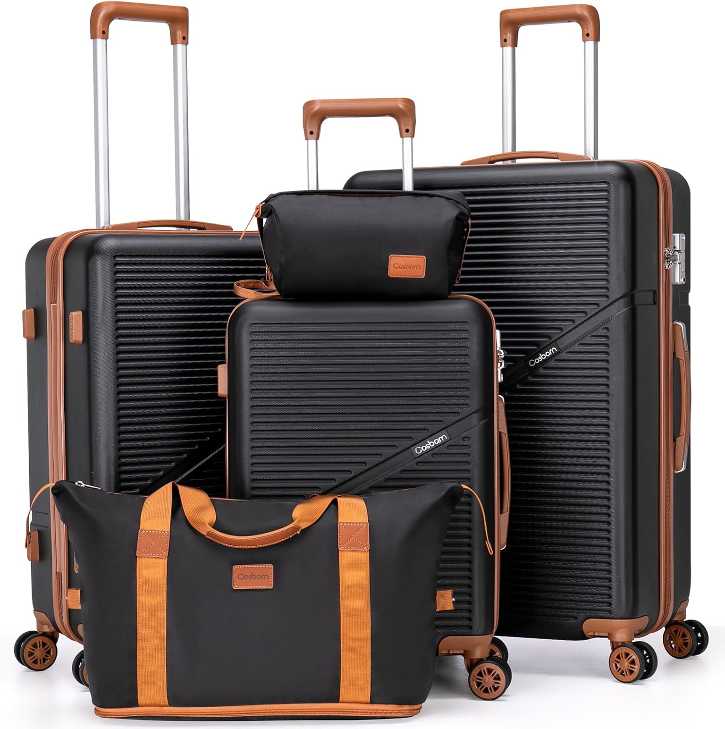 Hardshell Luggage Set, 20, 24 and 28 Inch, with Duffel and Toiletry Bags, TSA Lock