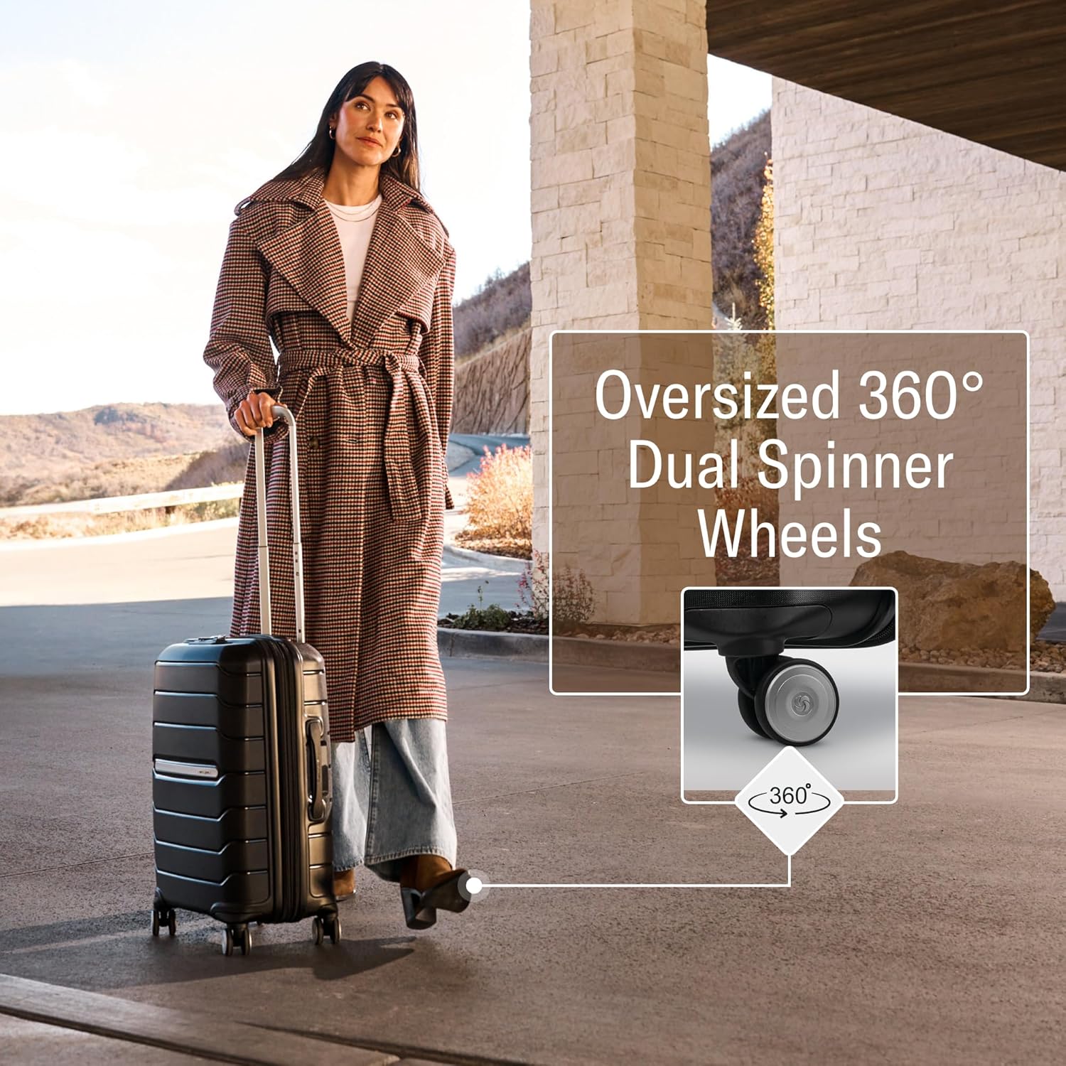 Hardside Carry On Suitcase with Spinner Wheels, Expandable, Black