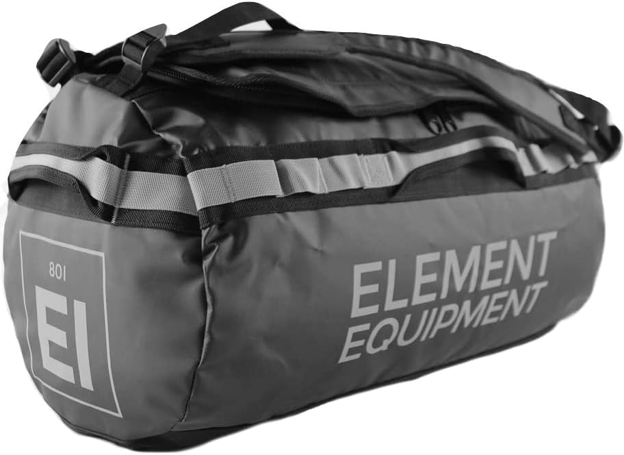 Waterproof Duffel Bag with Shoulder Straps, Medium, Black and Grey